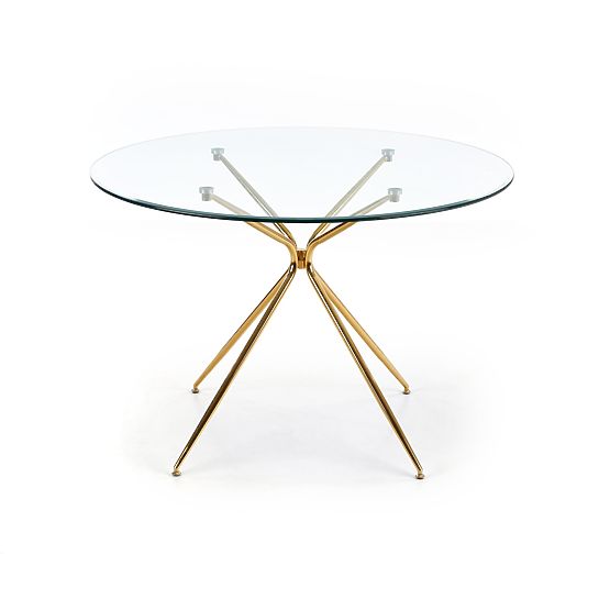 Table RONDO, plateau - incolore, pieds - dorés