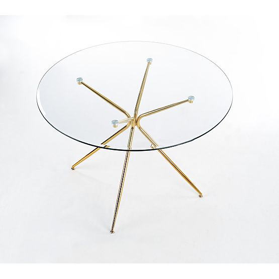 Table RONDO, plateau - incolore, pieds - dorés
