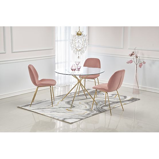 Table RONDO, plateau - incolore, pieds - dorés