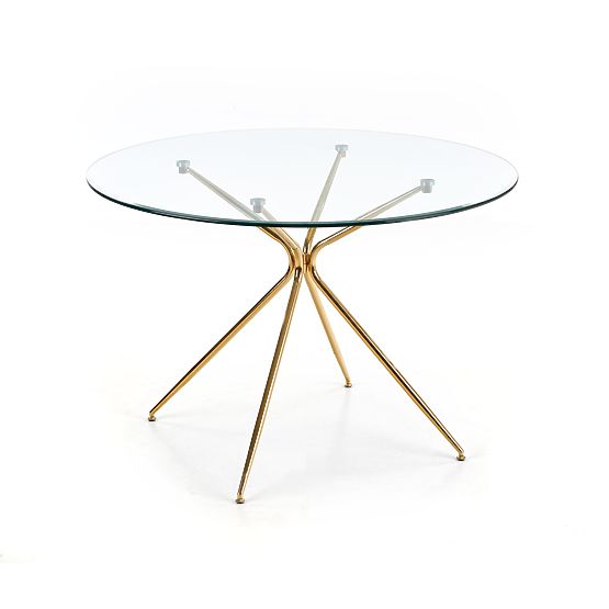 Table RONDO, plateau - incolore, pieds - dorés