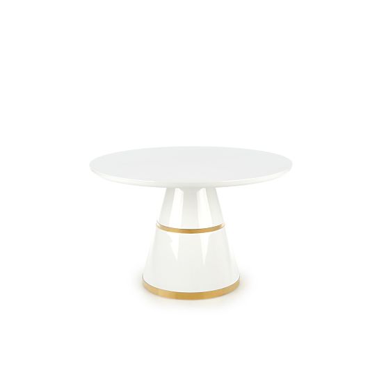 Table VEGAS, plateau - blanc, pied - blanc / doré (2p=1ks)