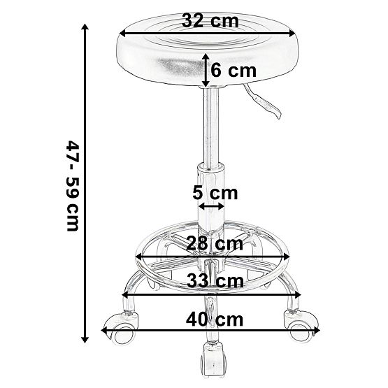 Tabouret cosmétique de coiffure MONZA blanc