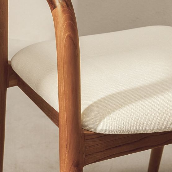Tabouret de bar en bois Ludvika 2.0, arrondi, naturel/crème