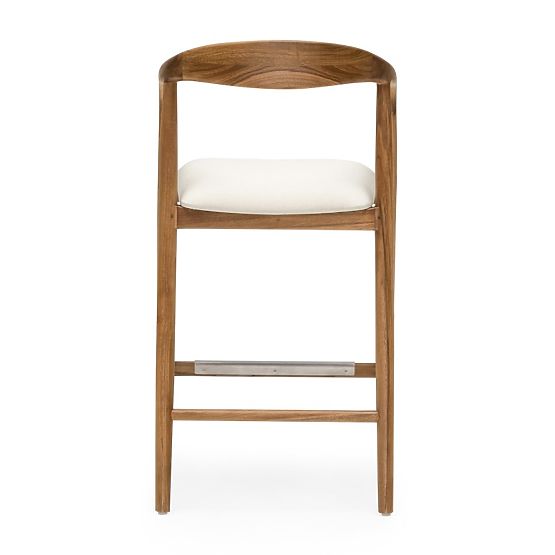Tabouret de bar en bois Ludvika 2.0, arrondi, naturel/crème