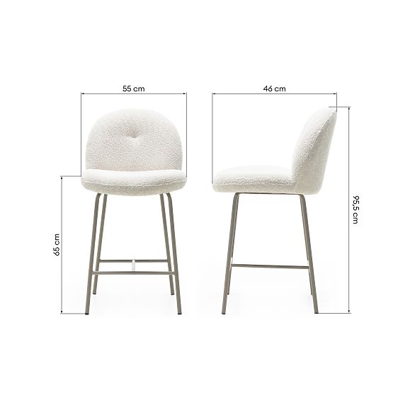 Tabouret de bar Fiori beige clair, formes arrondies