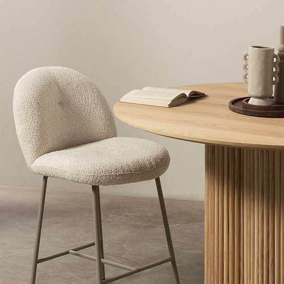 Tabouret de bar Fiori beige clair, formes arrondies