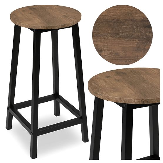 Tabouret de bar Flint Rustique loft industriel chêne vieilli