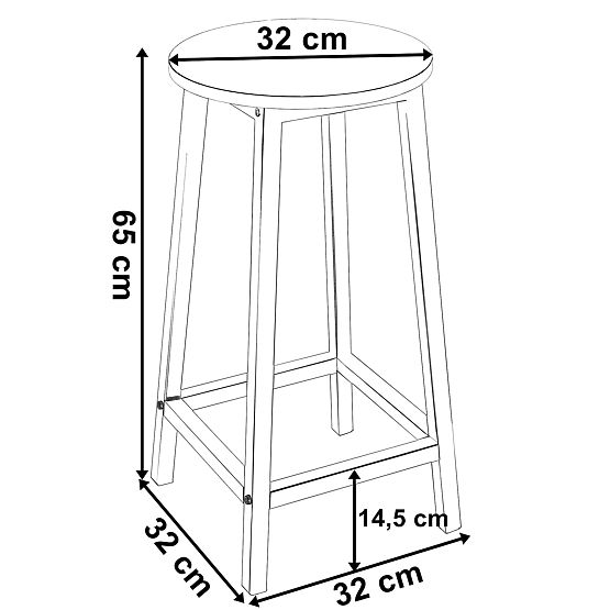 Tabouret de bar Flint Rustique loft industriel chêne vieilli