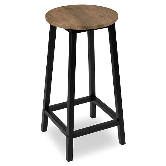 Tabouret de bar Flint Rustique loft industriel chêne vieilli