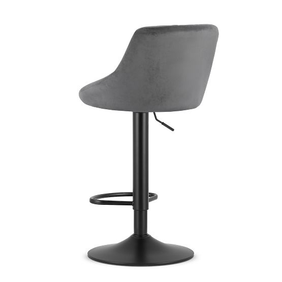 Tabouret de bar pivotant avec hauteur réglable et repose-pieds, velours gris