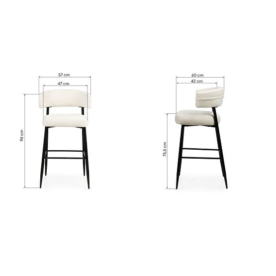 Tabouret de bar Rosario crème/pieds noirs