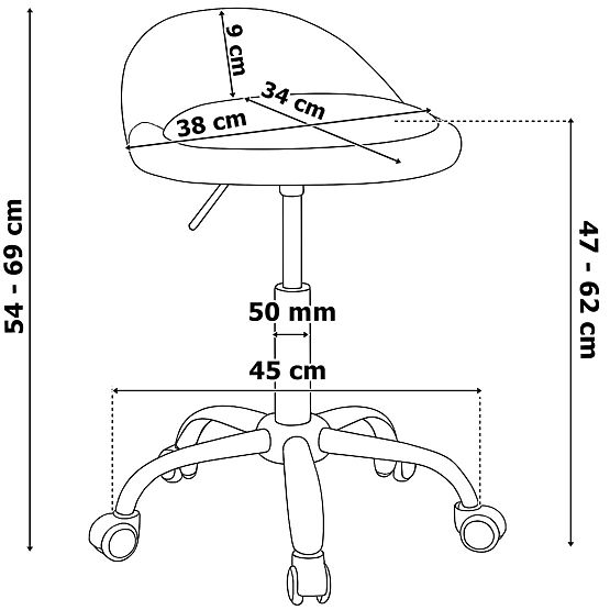 Tabouret de coiffure cosmétique LOMO noir