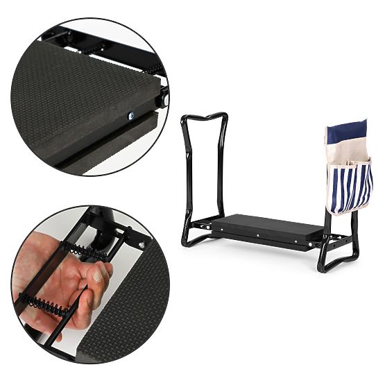 Tabouret pliant - siège de jardin 2 en 1 - bleu