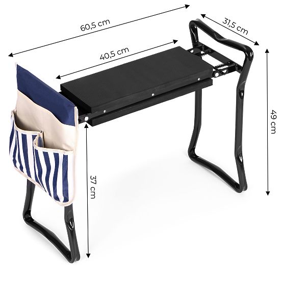 Tabouret pliant - siège de jardin 2 en 1 - bleu