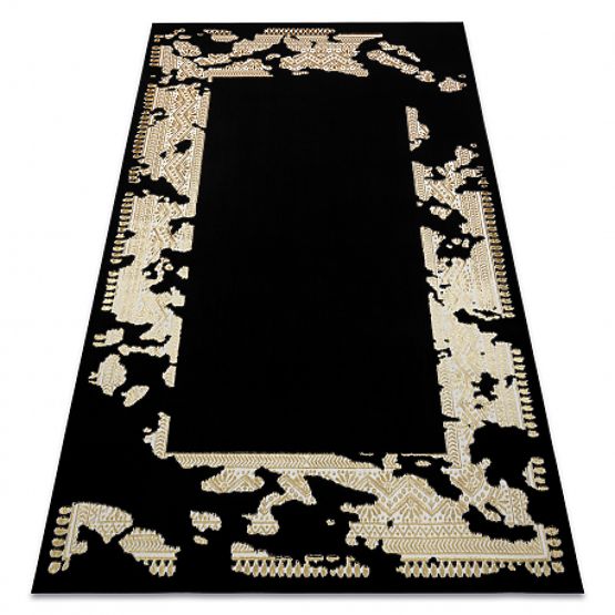 Tapis ALLURE 1965 Cadre - Structurel, stylé, glamour noir / or