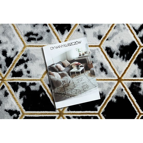 Tapis ALLURE 1966 Cube 3D - Structurel, stylé, glamour noir / or