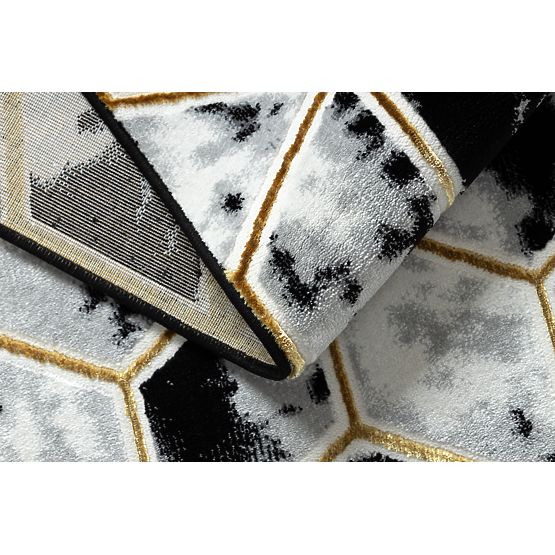 Tapis ALLURE 1966 Cube 3D - Structurel, stylé, glamour noir / or