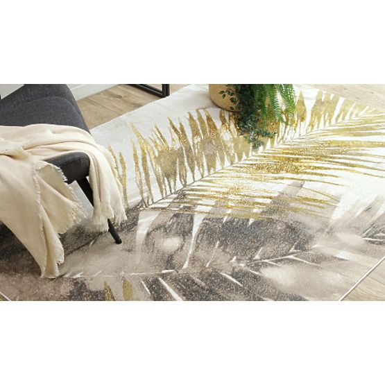 Tapis BLISS Z216AZ137 crème / or - Feuilles de palmier, moderne, structurel