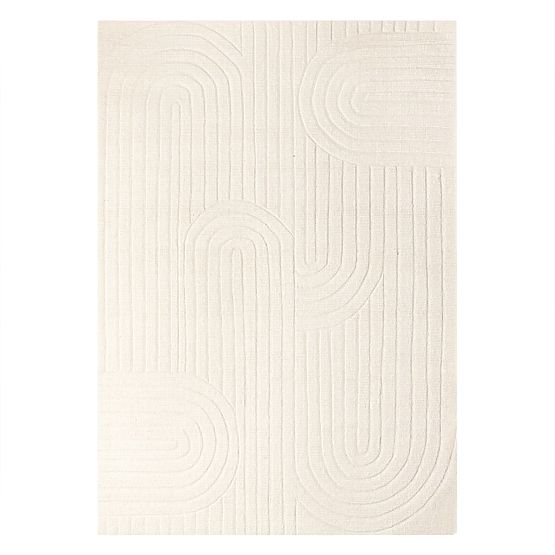Tapis rectangulaire Dunes, arcs, en laine, crème, Taille du tapis : 120x180