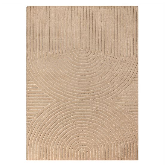 Tapis rectangulaire Isla, arcs, tufté, en laine, beige foncé, Taille du tapis : 190x290