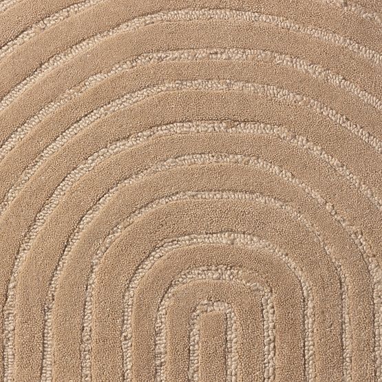 Tapis rectangulaire Isla, arcs, tufté, en laine, beige foncé, Taille du tapis : 190x290