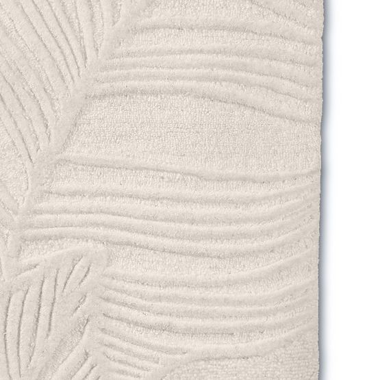 Tapis rectangulaire Mona tufté, en laine, crème, feuilles