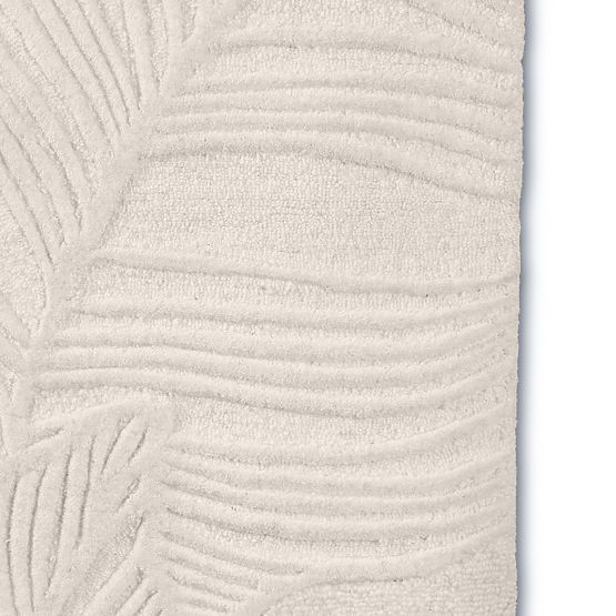 Tapis rectangulaire Mona tufté, en laine, crème, feuilles, Taille du tapis : 190x290