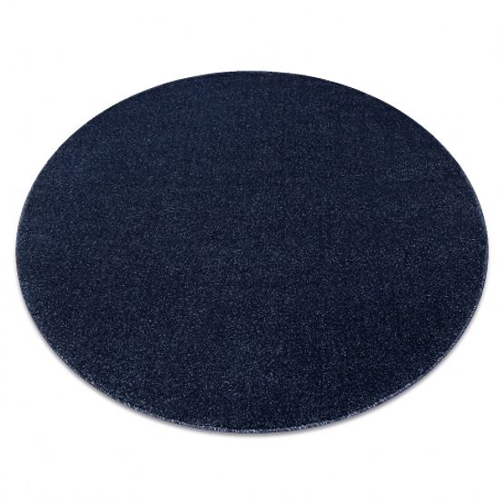 Tapis rond SOFTY Uni, Monochrome, bleu foncé