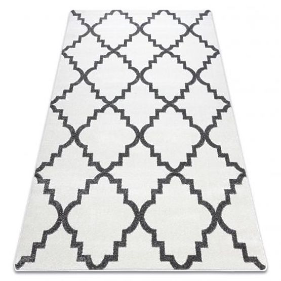 Tapis SKETCH - F343 Trèfle marocain, Grille, crème-gris