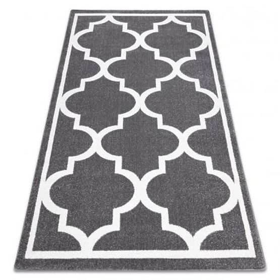 Tapis SKETCH - F730 motif Trèfle marocain, Grille gris / blanc