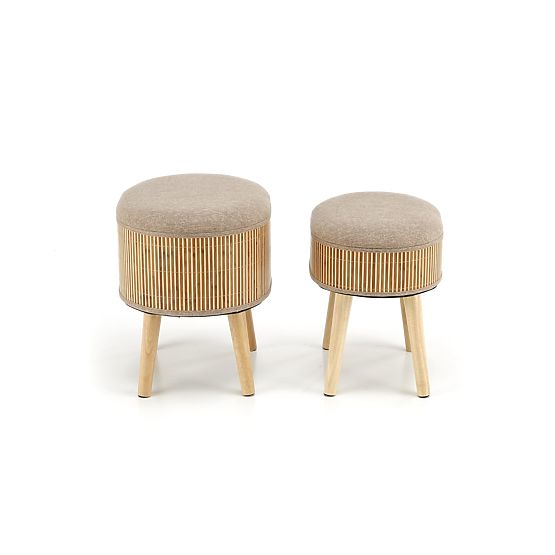 Ensemble de 2 poufs TICO avec espace de rangement, beige
