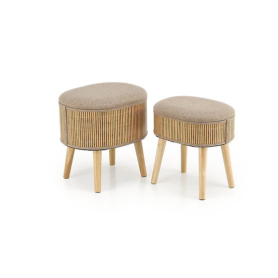 Ensemble de 2 poufs TICO avec espace de rangement, beige