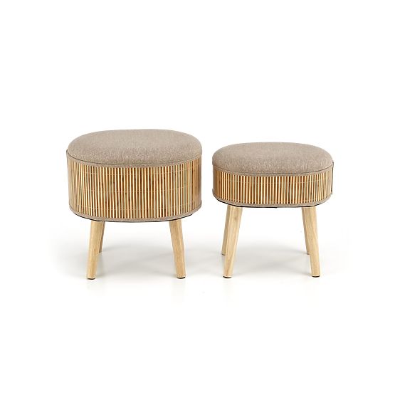 Ensemble de 2 poufs TICO avec espace de rangement, beige