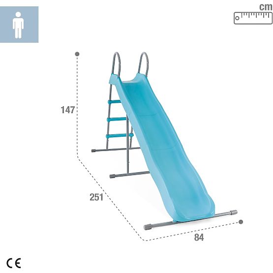 Toboggan de jardin pour enfants 244 cm grand acier plastique INTEX 44107