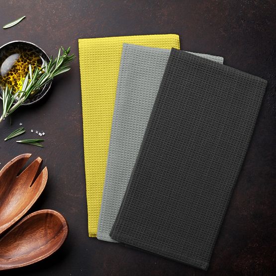 Torchon de cuisine LETTY couleur grise avec motif classique en relief style classique 50x70 ameliaho