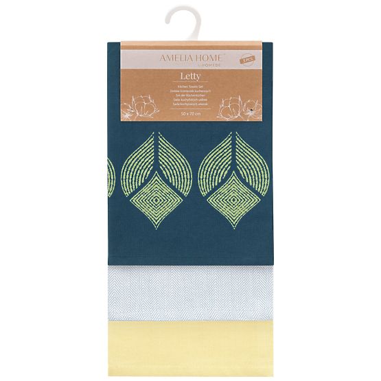 Torchon de cuisine LETTY couleur jaune motif imprimé style moderne classique 50x70 ameliahome