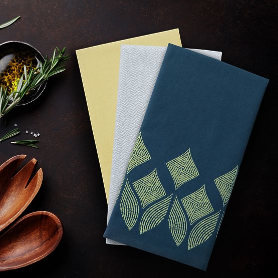 Torchon de cuisine LETTY couleur jaune motif imprimé style moderne classique 50x70 ameliahome