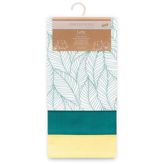 Torchon de cuisine LETTY couleur turquoise motif imprimé style moderne 50x70 ameliahome