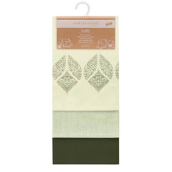 Torchon de cuisine LETTY couleur vert bouteille motif imprimé moderne 50x70 ameliahome