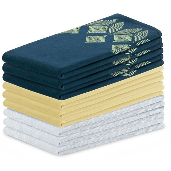 Torchon de cuisine LETTY jaune avec motif imprimé style classique 50x70 ameliahome