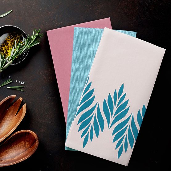 Torchon de cuisine LETTY rose motif imprimé style moderne 50x70 ameliahome