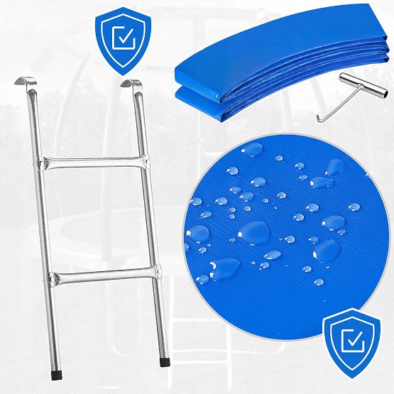 Trampoline avec filet et échelle HENZEN 244 cm bleu FT 8