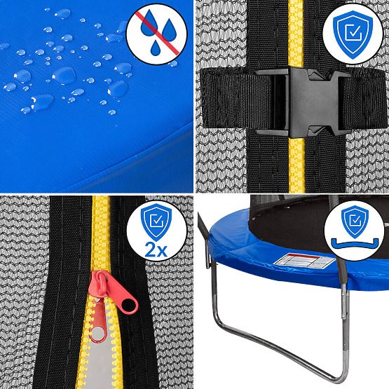 Trampoline avec filet et échelle HENZEN 244 cm bleu FT 8