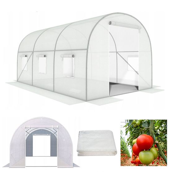 Tunnel de serre de jardin 3x2x2 m cadre métallique polyvalent film blanc 2 entrées