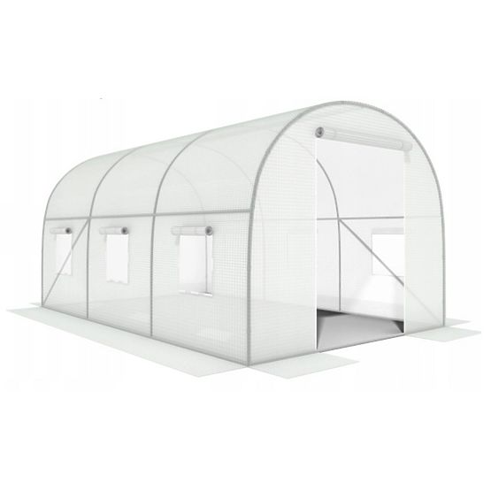 Tunnel de serre de jardin 3x2x2 m cadre métallique polyvalent film blanc 2 entrées