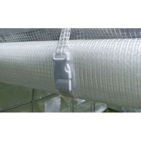 Tunnel de serre de jardin 3x2x2 m cadre métallique polyvalent film blanc 2 entrées