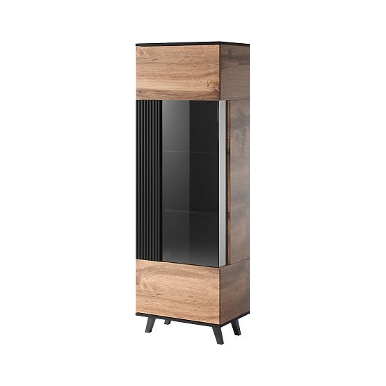 Vitrine RANDOM W-1 - Chêne Wotan/Noir