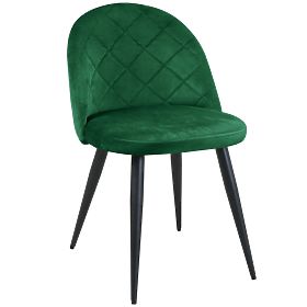 4x Chaises en Velours Rembourrées SJ.077 Vert Bouteille