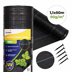 Agrotextile noire UV 90g anti-mauvaises herbes 1,1x50m piquets MultiGarden, MultiGarden