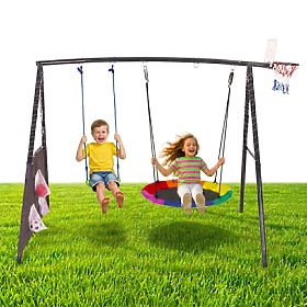 Aire de jeux pour enfants balançoire de jardin 4-en-1 panier de basket nid ECOTOYS
